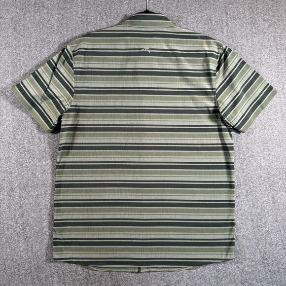 Arc'teryx Brohm Striped Shirt Mens Large Green Gray Short Sleeve Button Up Logo - Picture 3 of 12